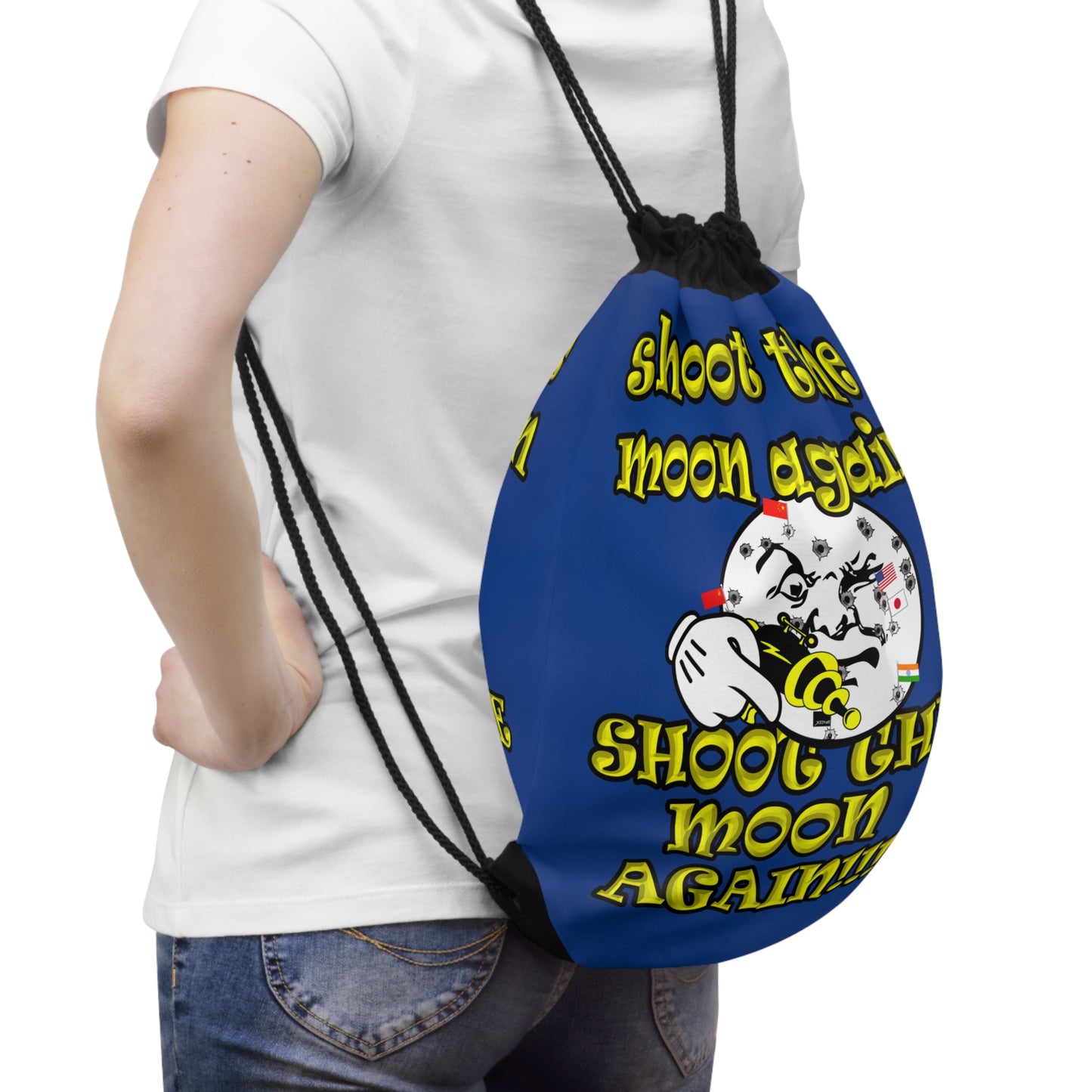 shoot the moon again - Drawstring Bag (dark blue)