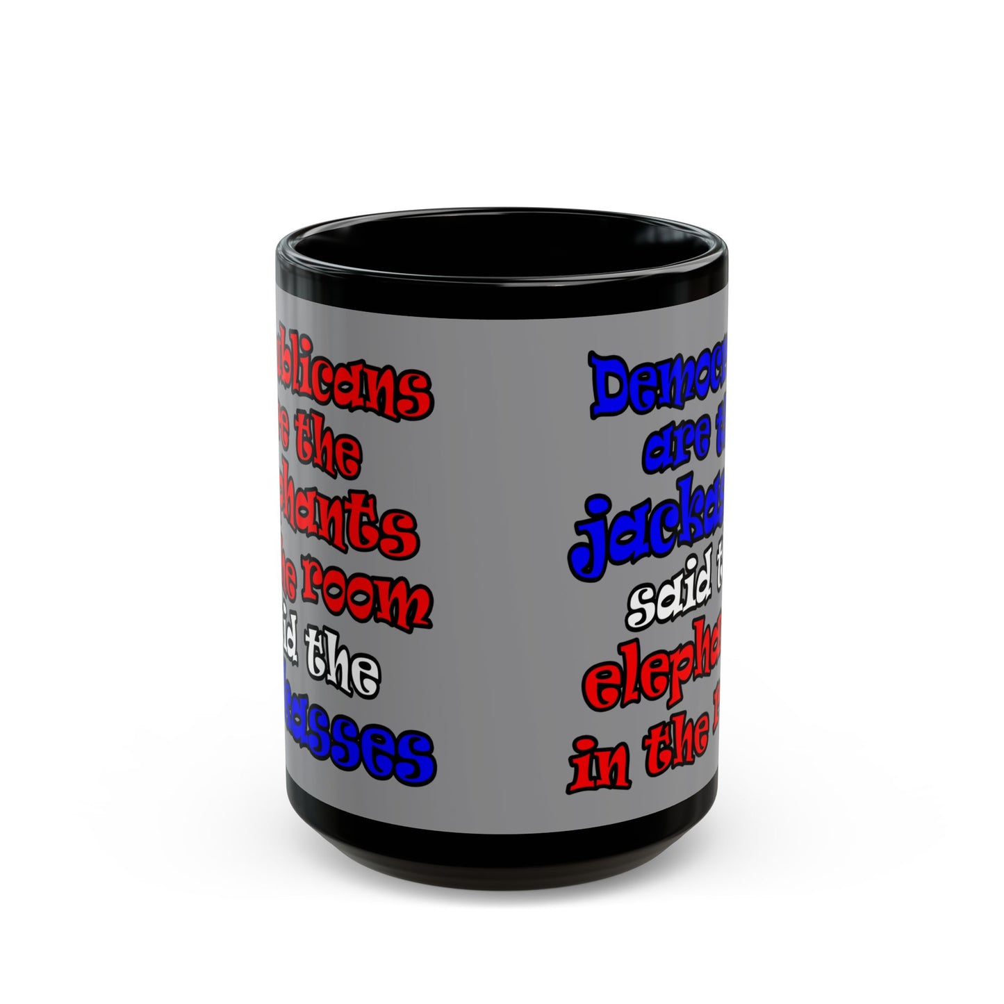 donkeys and elephants - Black Mug (grey)