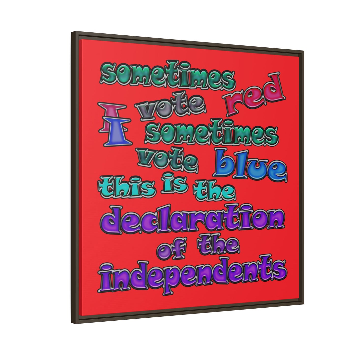 declaration of the independents - framed canvas art (red)