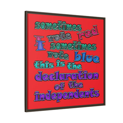 declaration of the independents - framed canvas art (red)