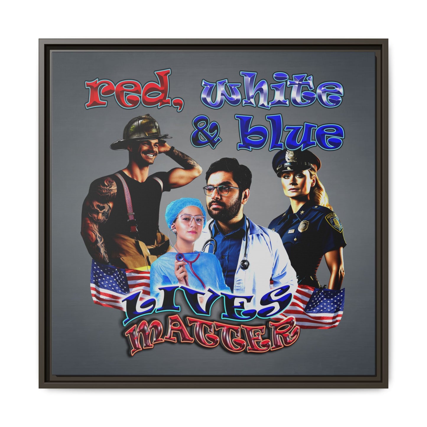 rw&b lives matter - framed canvas art (grey-light grey)
