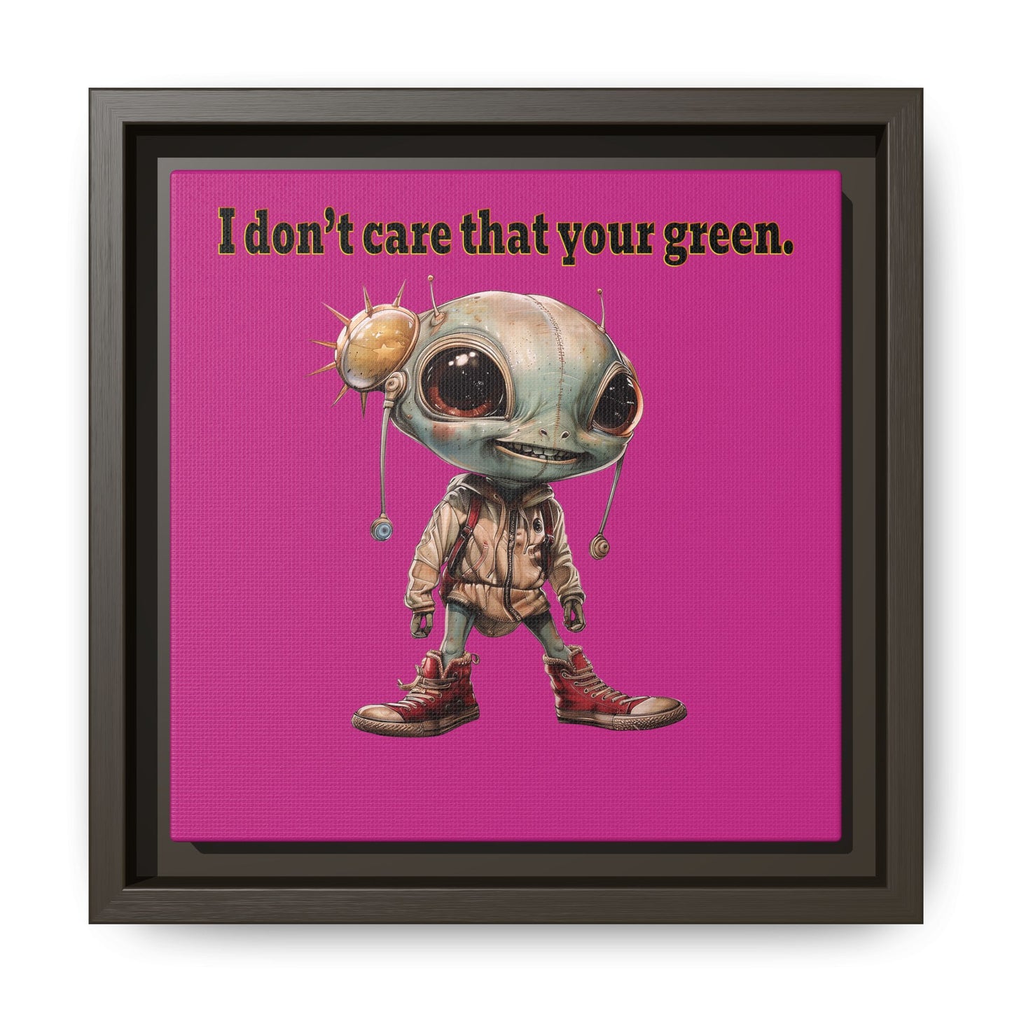 I don't care that your green - framed canvas art (pink)