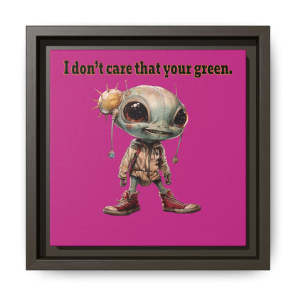 I don't care that your green - framed canvas art (pink)