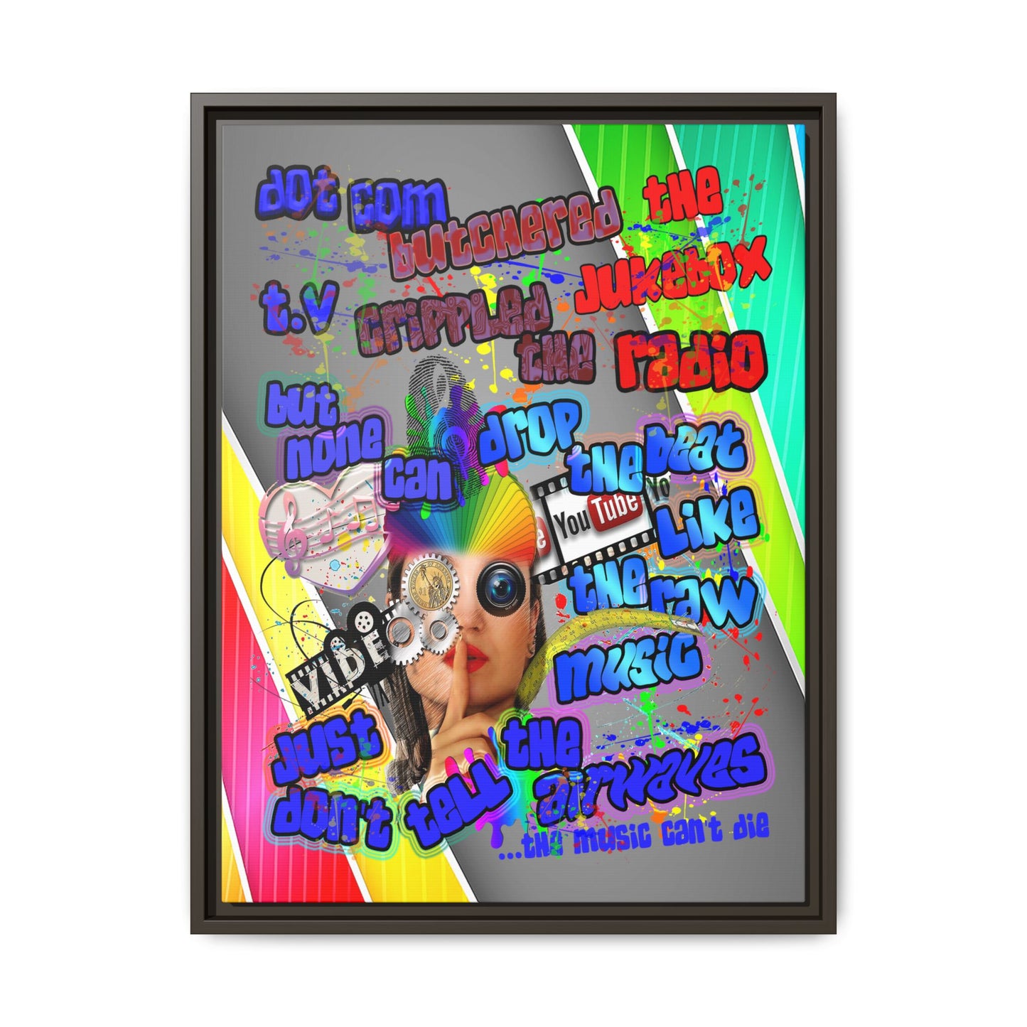 drop the beat - framed canvas art (rainbow split)