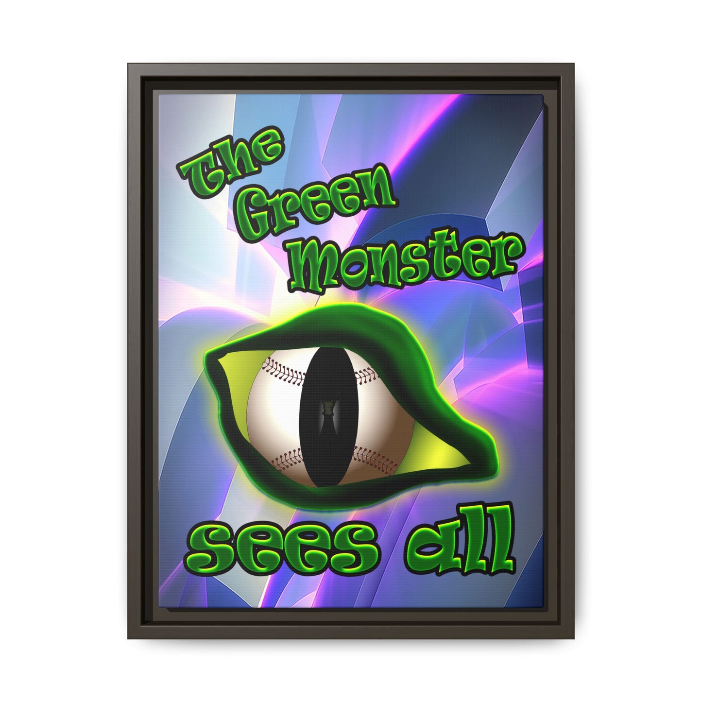 green monster - framed canvas art (grey-pink wave)