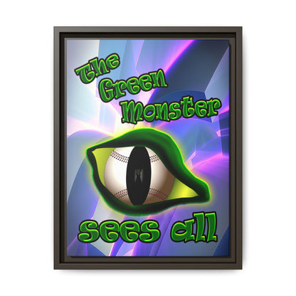 green monster - framed canvas art (grey-pink wave)