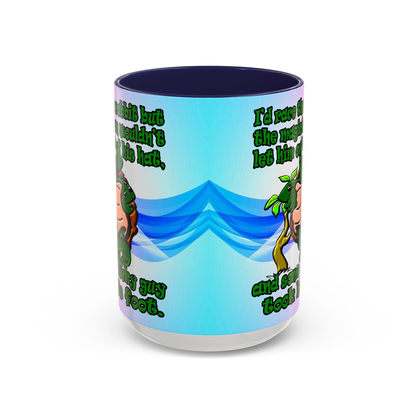 turtle race - Accent Mug (light blue-pink wave)