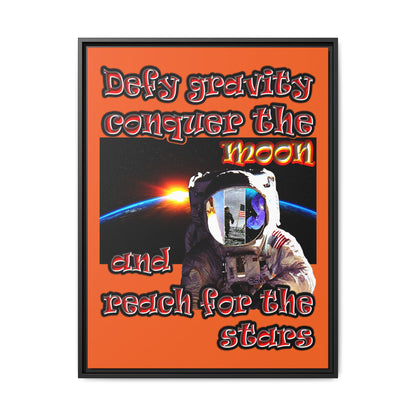 defy conquer reach - framed canvas art (orange)