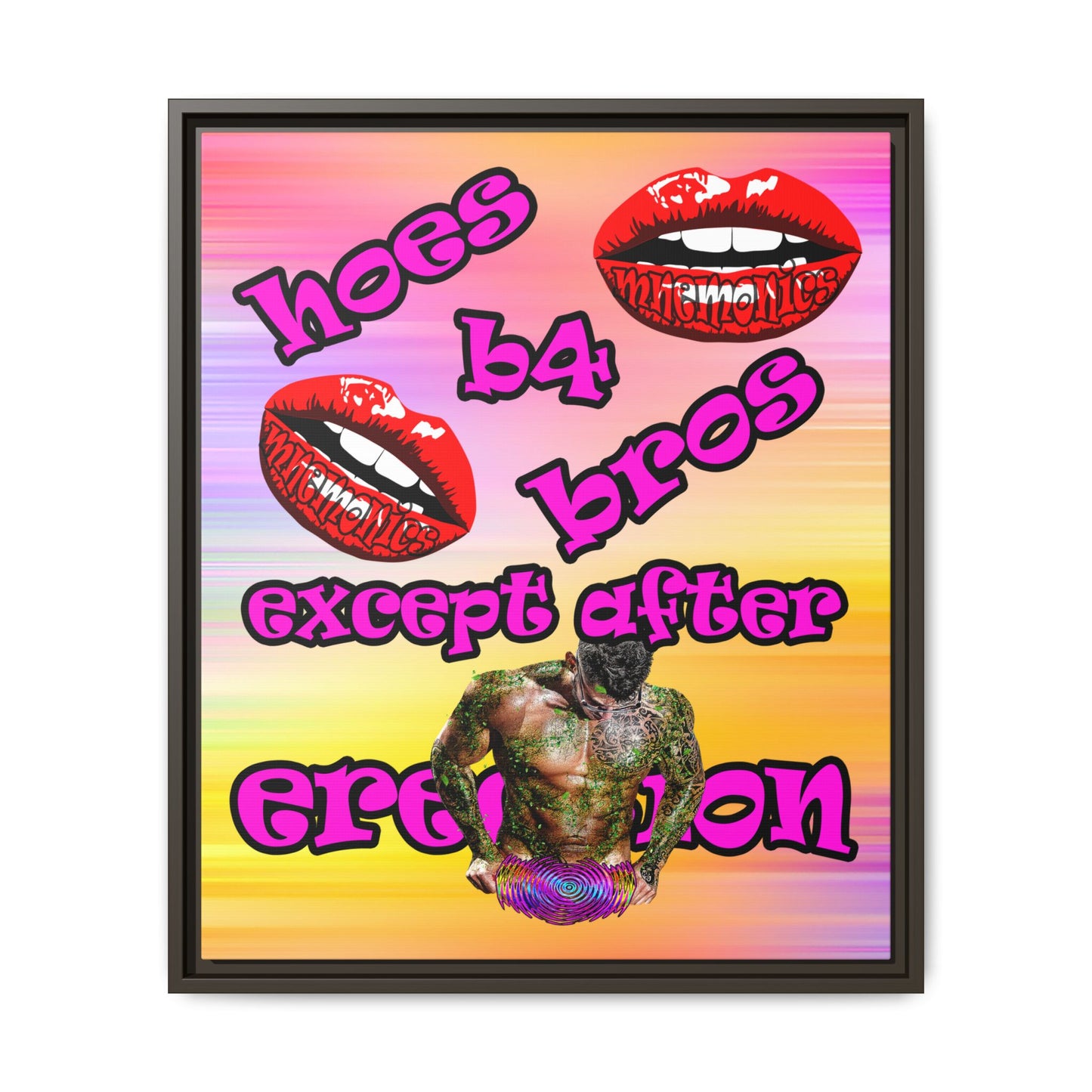 hoes b4 bros - framed canvas art (color blur)