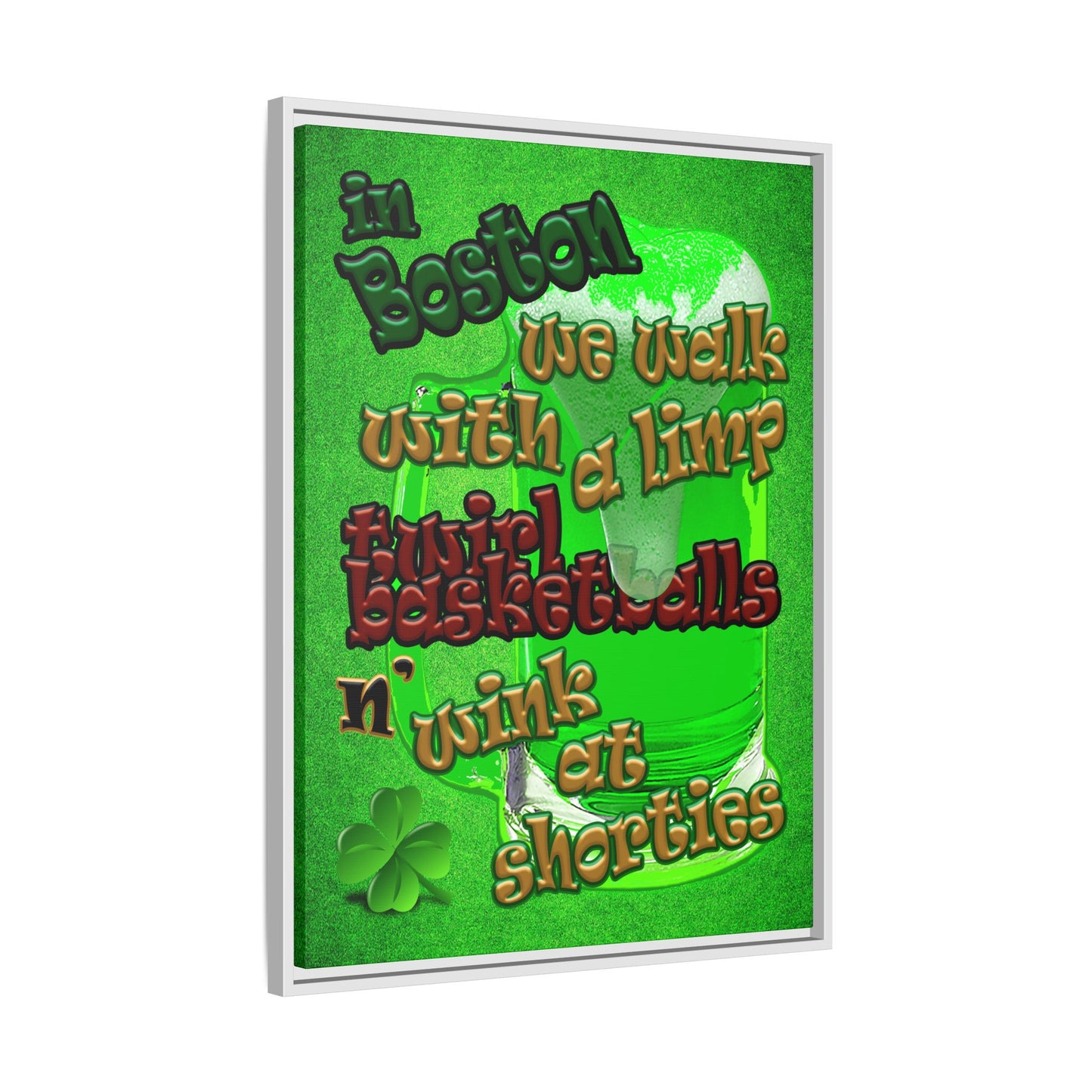 celtics logo - framed canvas art (green turf)