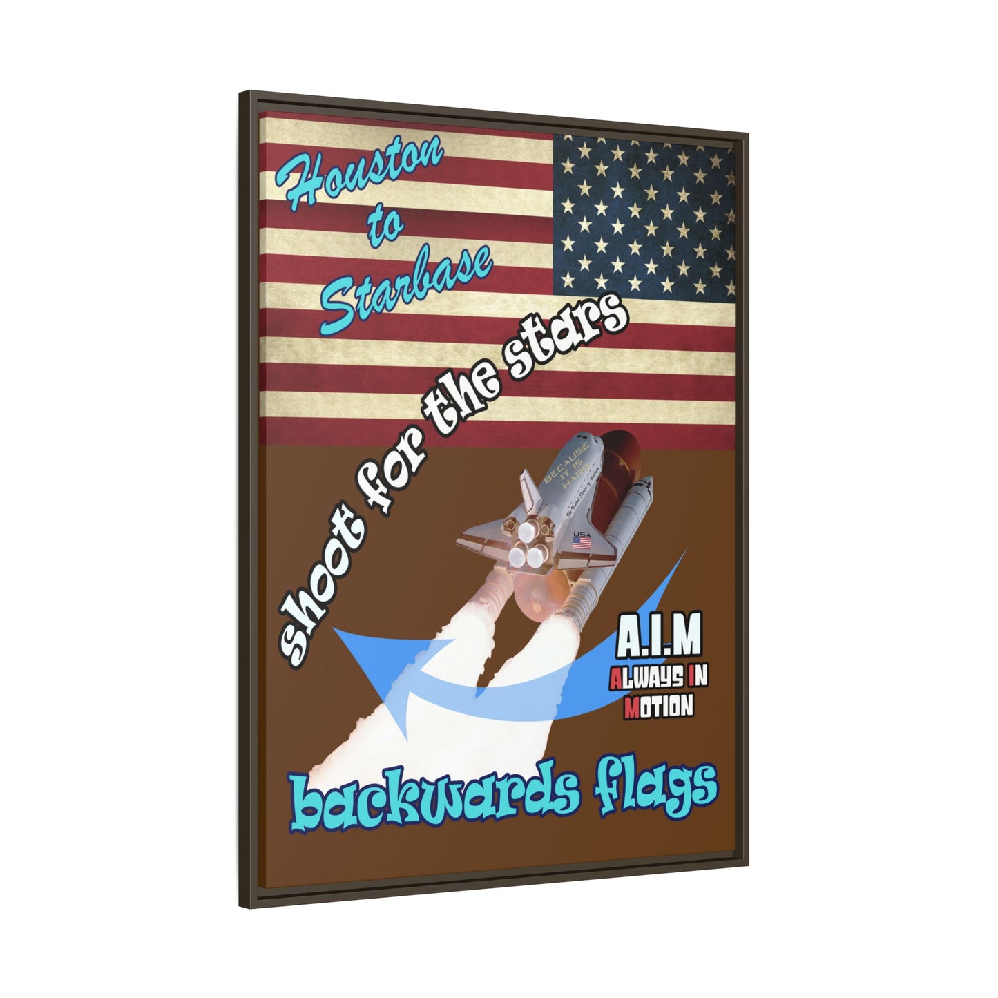 shoot for the stars - framed canvas art (brown)