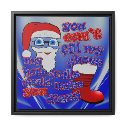 santa's shoes - framed canvas art (blue-white wave)
