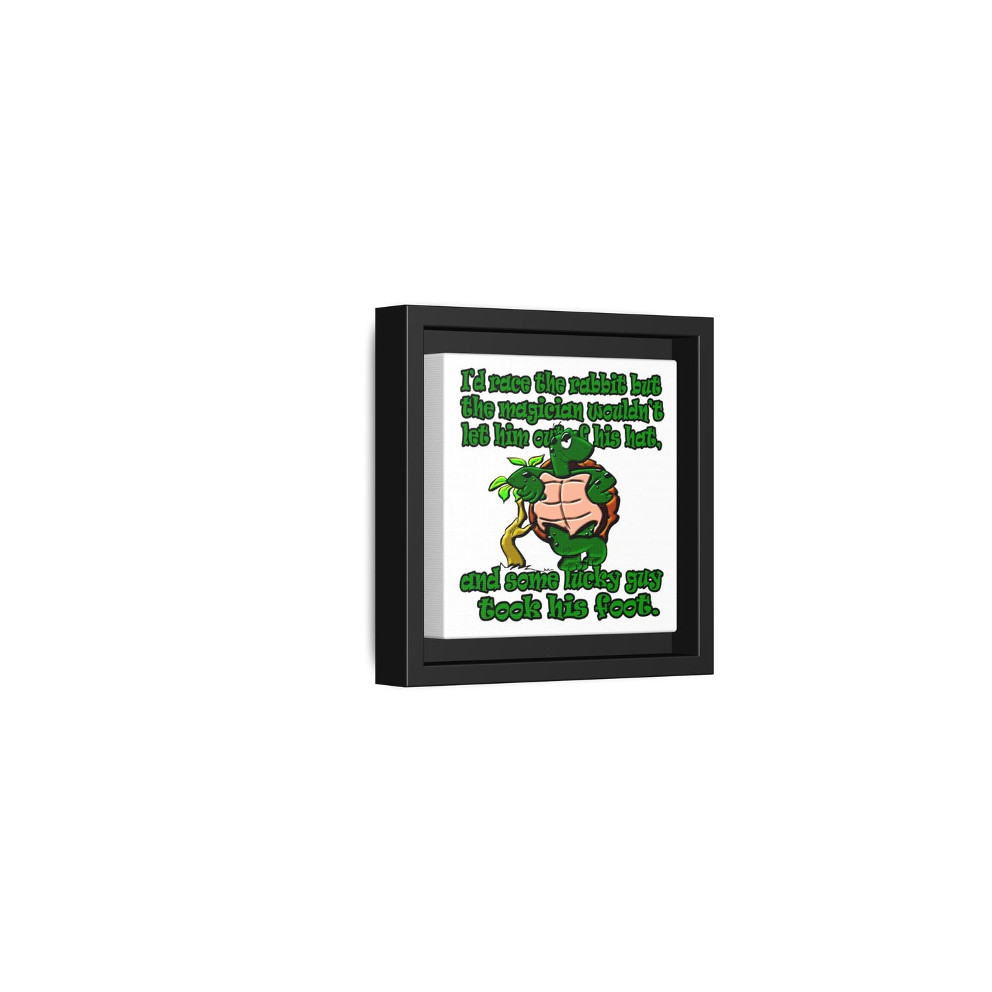 turtle race - framed canvas art (white)