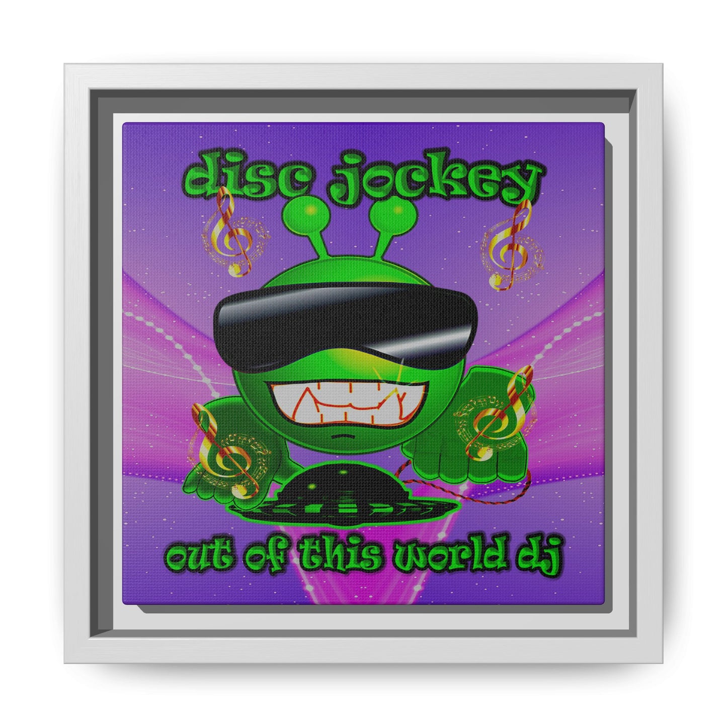 disc jockey - framed canvas art (purple-pink wave)