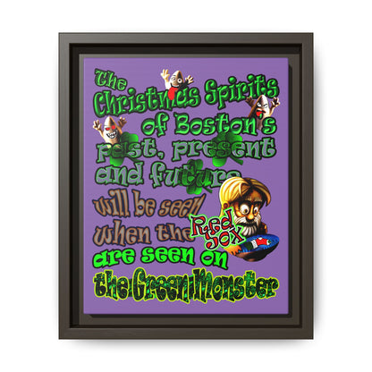 christmas spirits of boston - framed canvas art (light purple)
