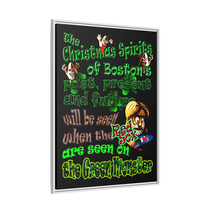 christmas spirits of boston - framed canvas art (black)
