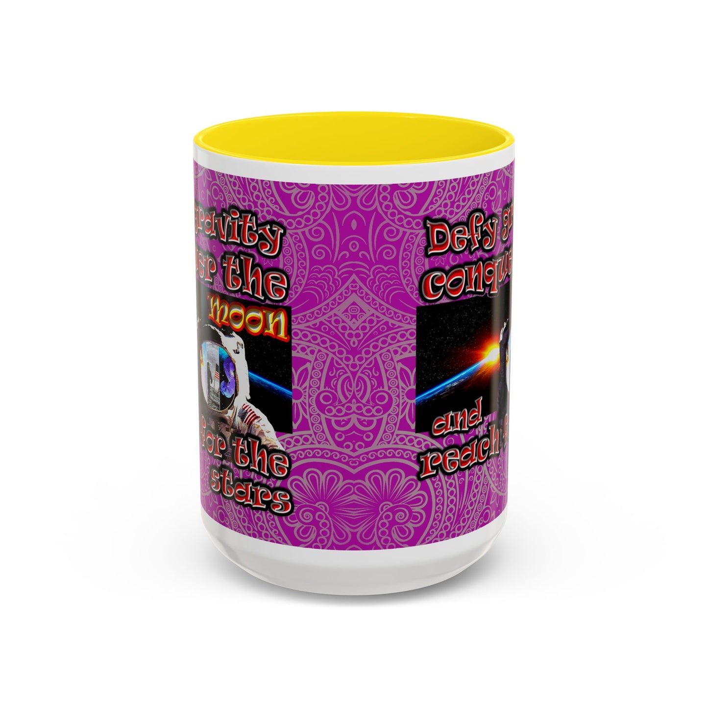 defy conquer reach - Accent Mug (pink swirl)