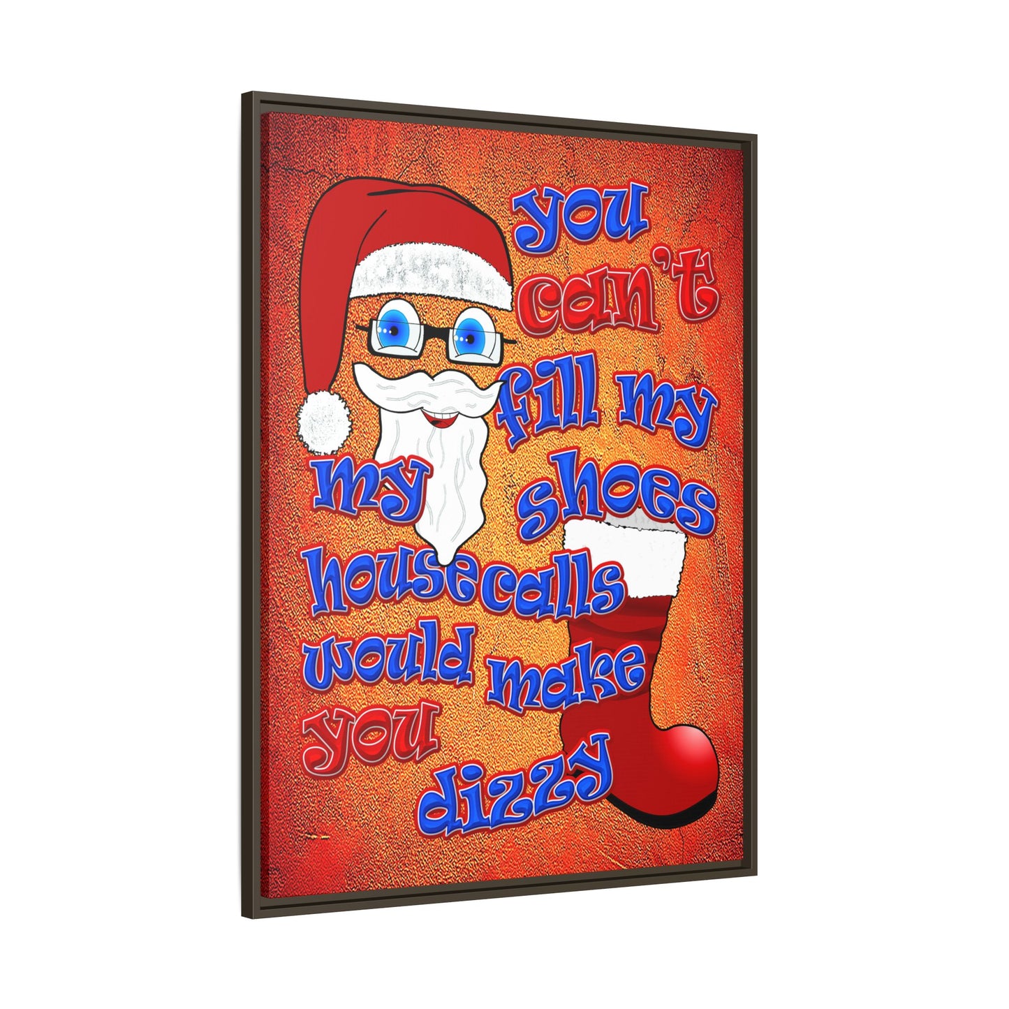 santa's shoes - framed canvas art (burnt orange)