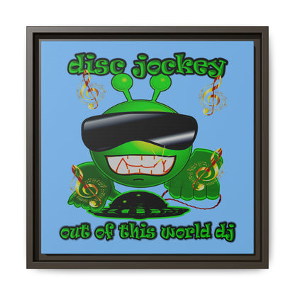 disc jockey - framed canvas art (light blue)