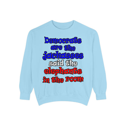 donkeys and elephants - Unisex Garment-Dyed Sweatshirt