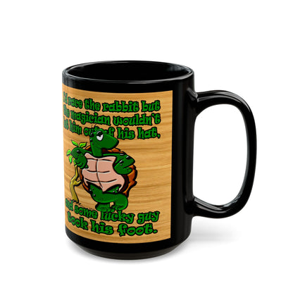 turtle race - Black Mug (butterscotch wood finish)