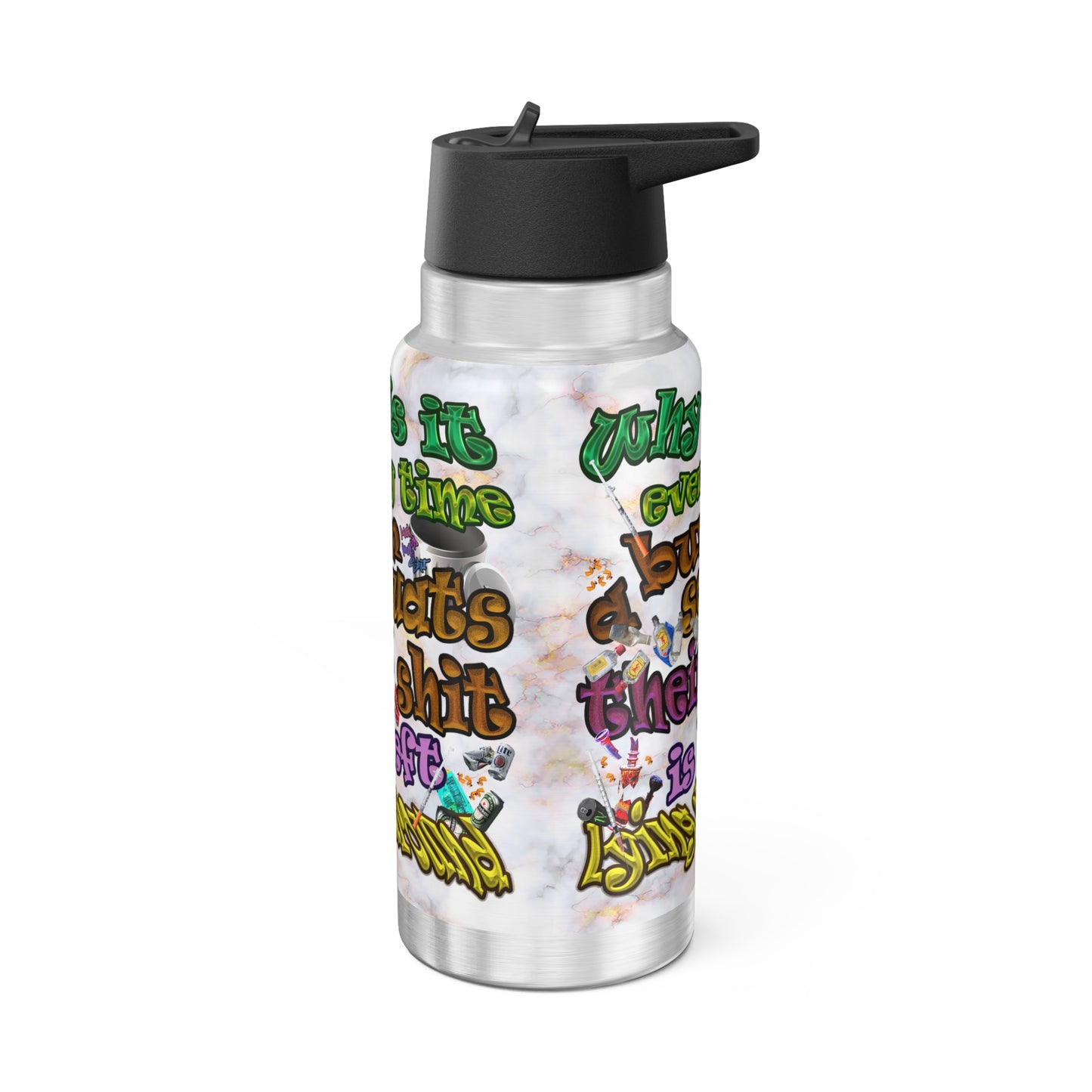 the bum's shit - Gator Tumbler, 32oz (white marble)