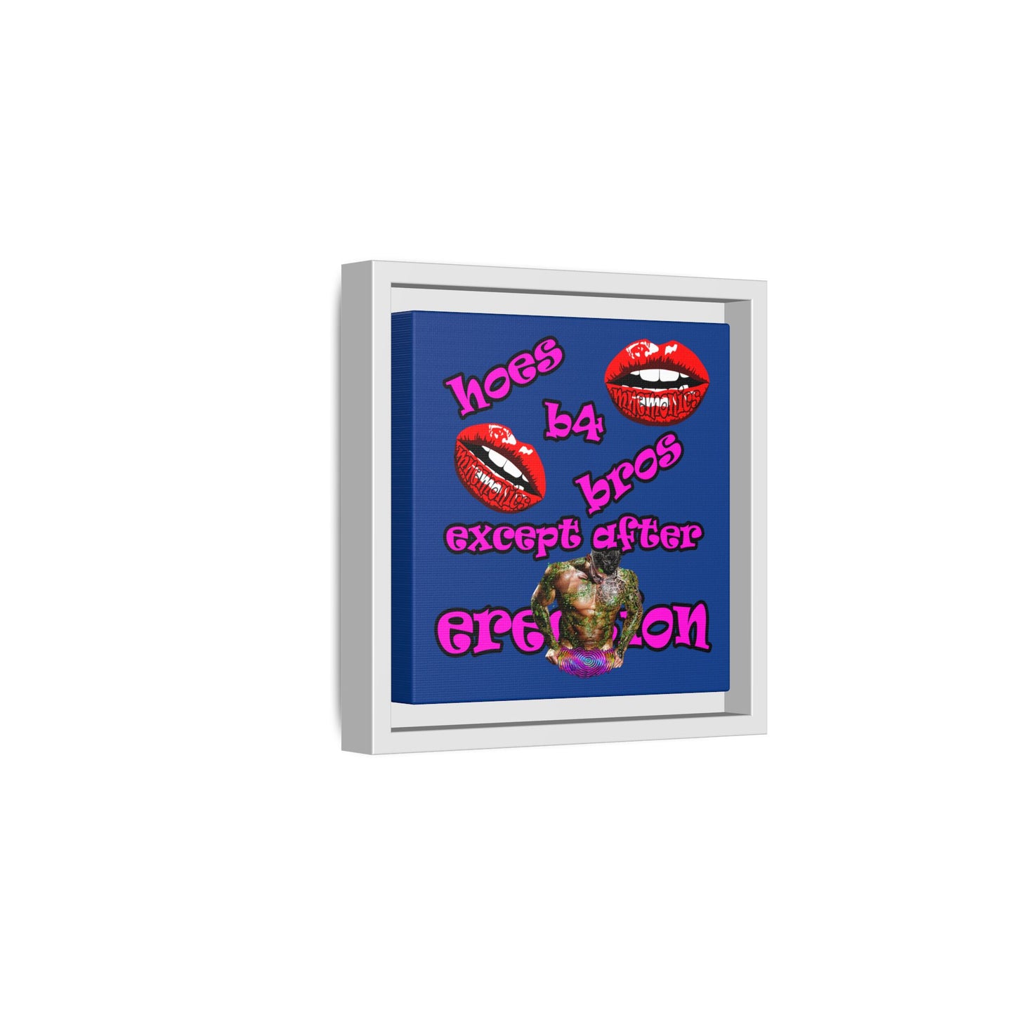 hoes b4 bros - framed canvas art (dark blue)