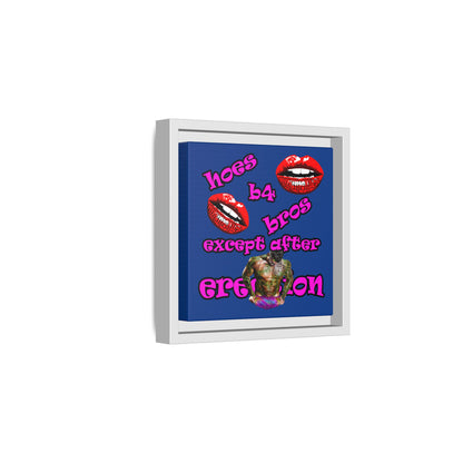 hoes b4 bros - framed canvas art (dark blue)
