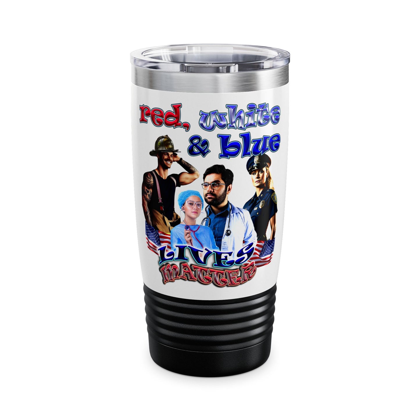 rw&b lives matter - Ringneck Tumbler, 20oz (white)
