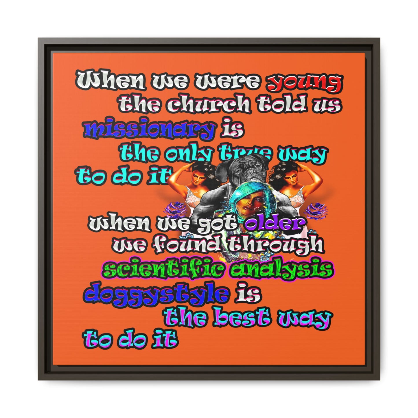 doggystyle - framed canvas art (orange)