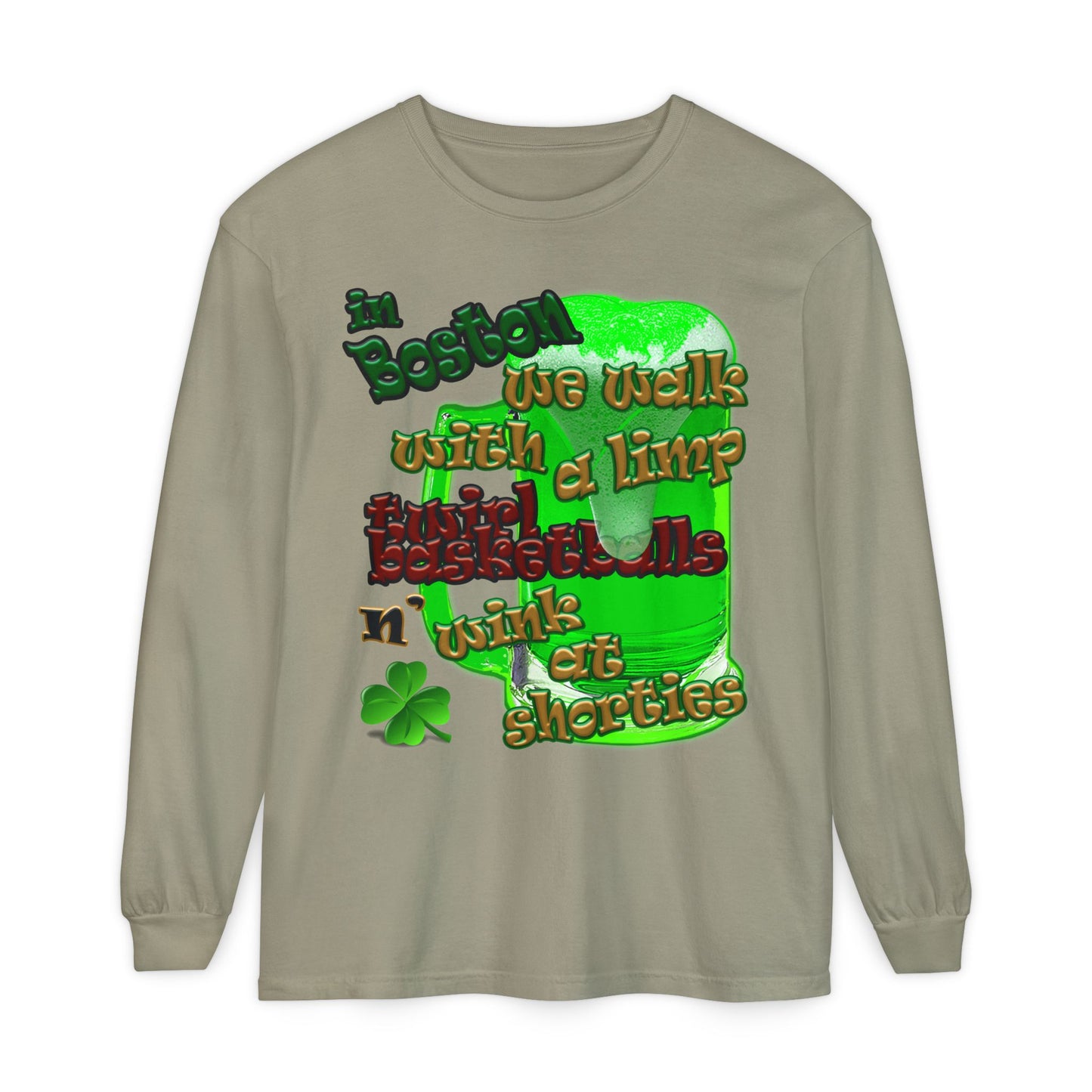 celtics logo - Unisex Garment-dyed Long Sleeve T-Shirt