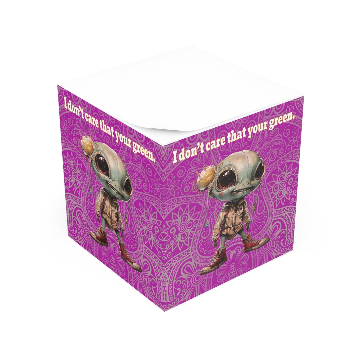 I don't care that your green - note cube (pink swirl)