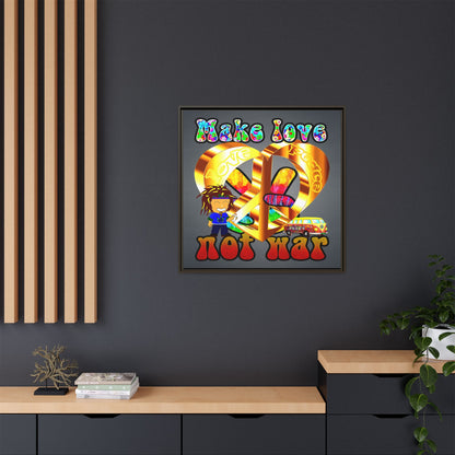 love peace - framed canvas art (grey-light grey)