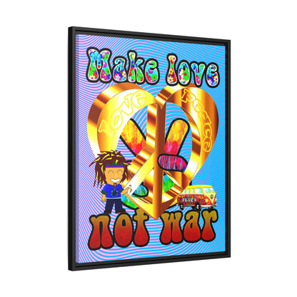 love peace - framed canvas art (light blue-purple wave)