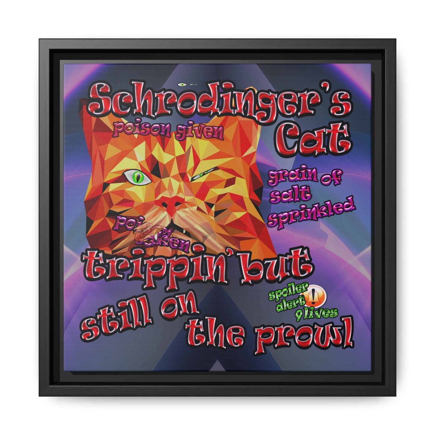 schrodinger's cat - framed canvas art (grey-pink wave)