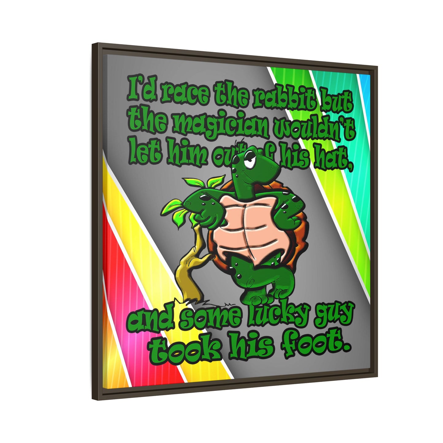 turtle race - framed canvas art (rainbow split)