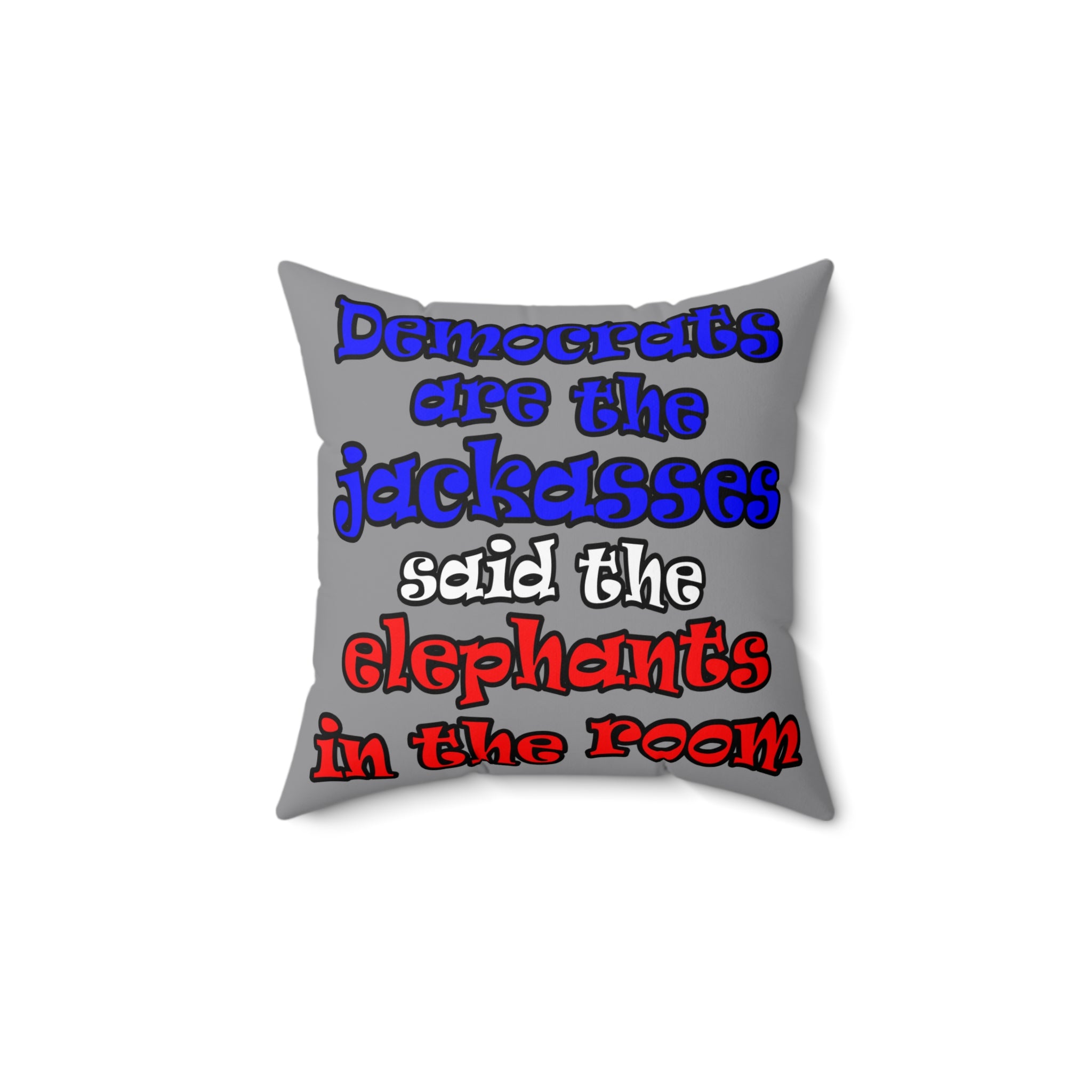 donkeys and elephants - Spun Polyester Square Pillow - (grey)