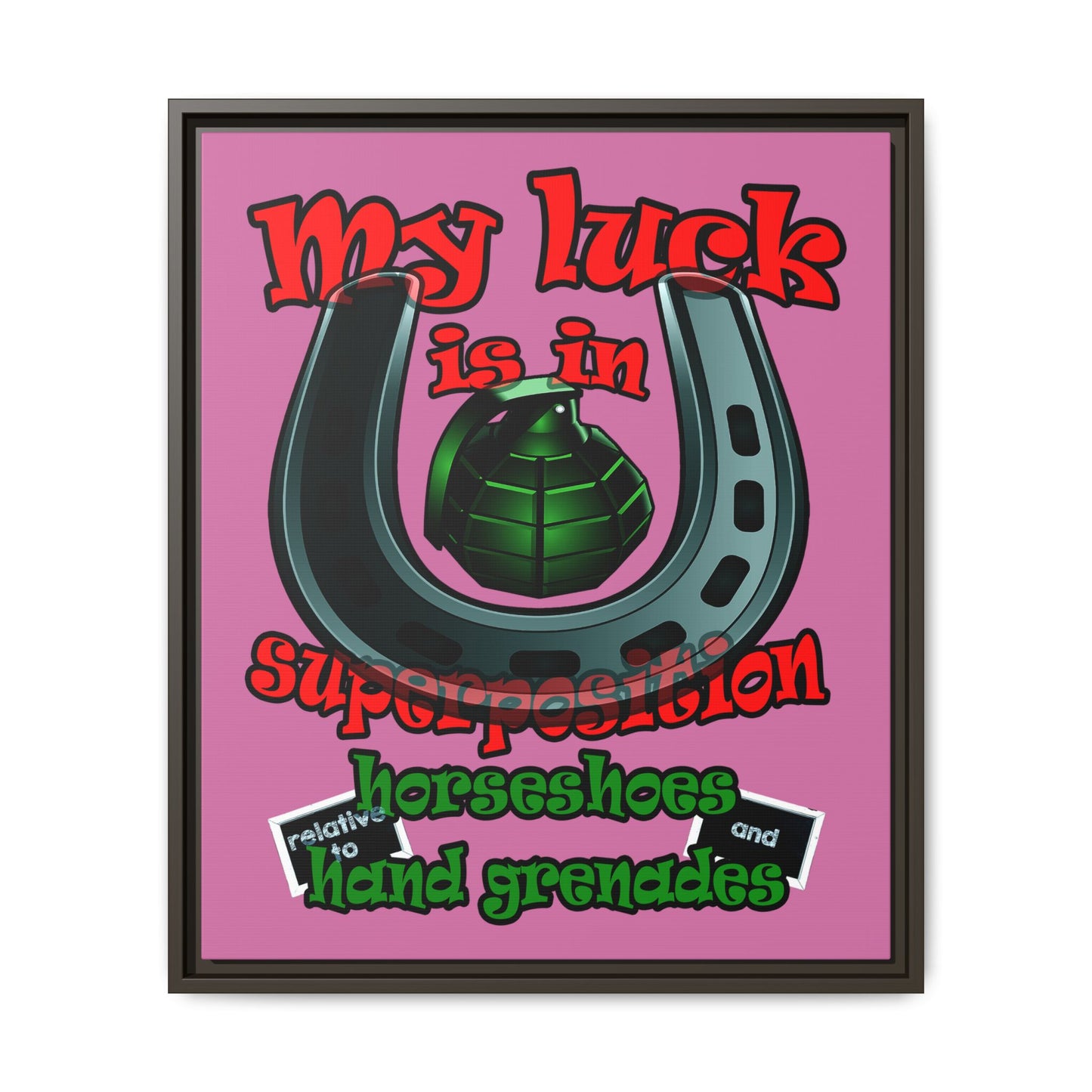 my luck - framed canvas art (light pink)