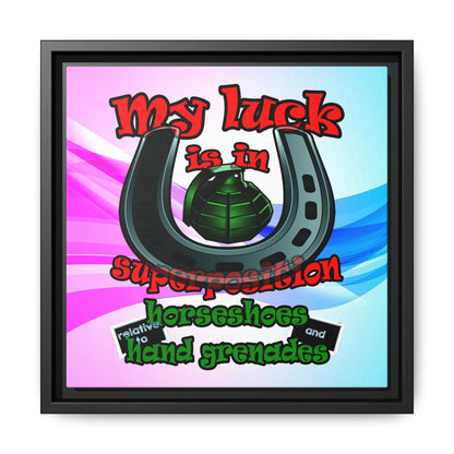 my luck - framed canvas art (light blue-pink wave)