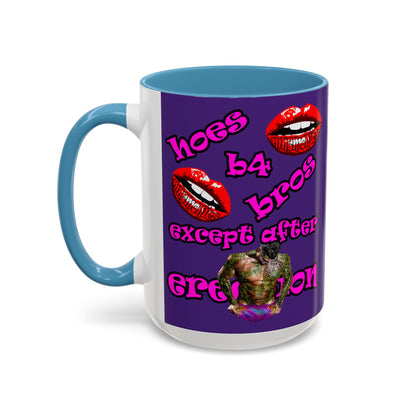 hoes b4 bros - Accent Mug (purple)