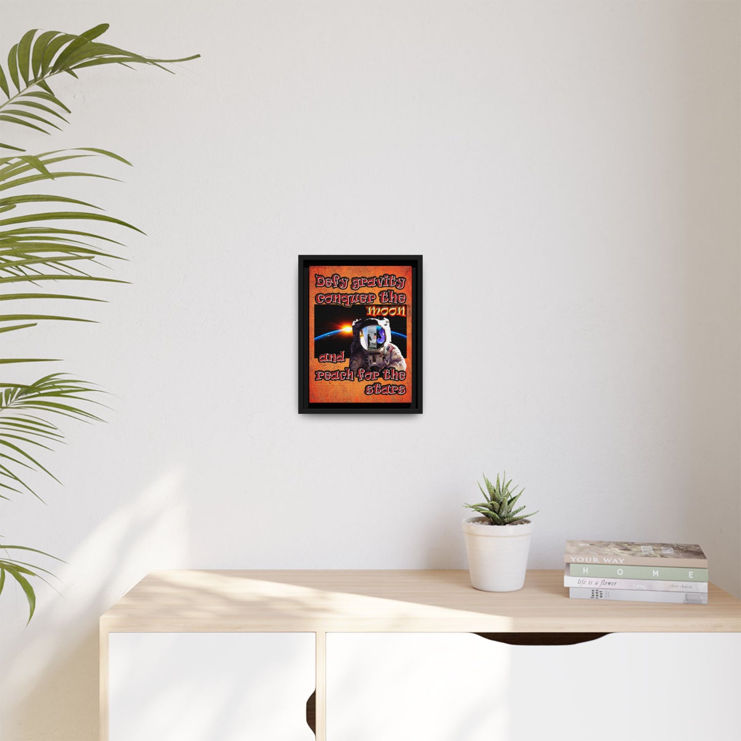 defy conquer reach - framed canvas art (burnt orange)