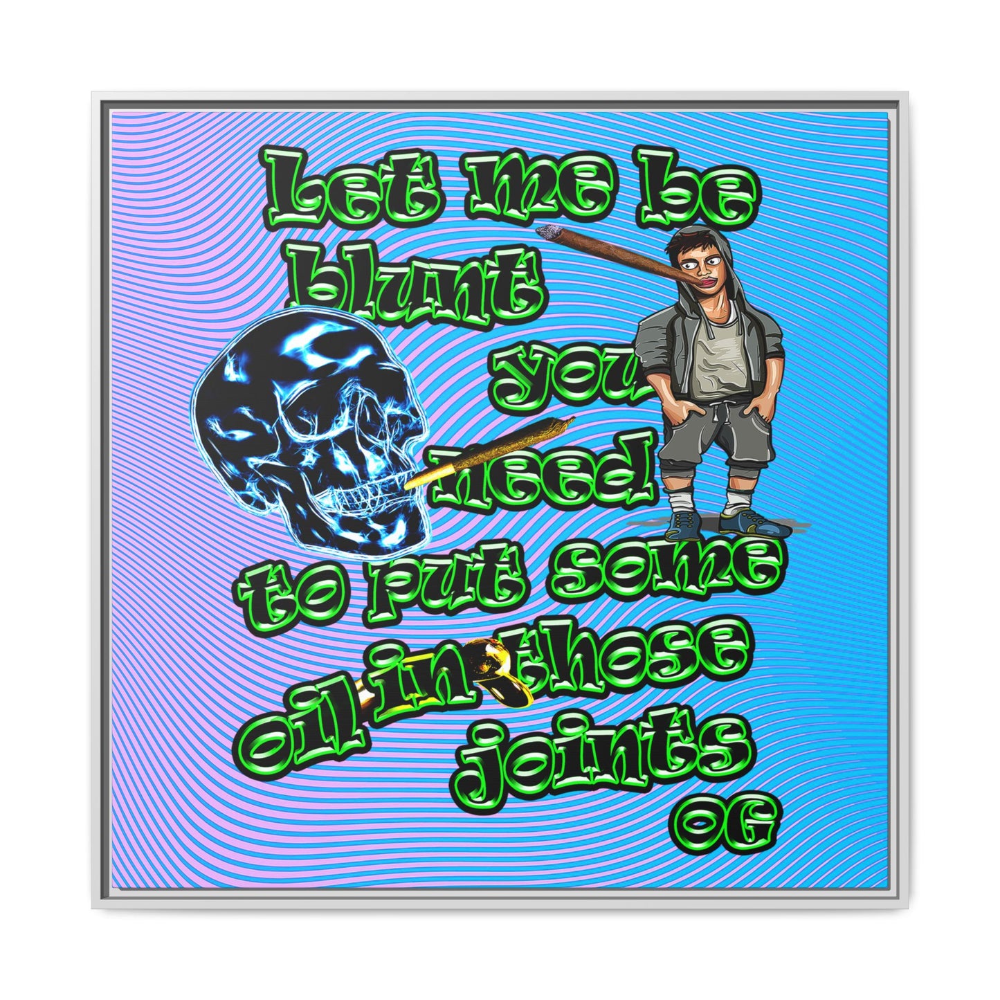 og - framed canvas art (light blue-purple wave)