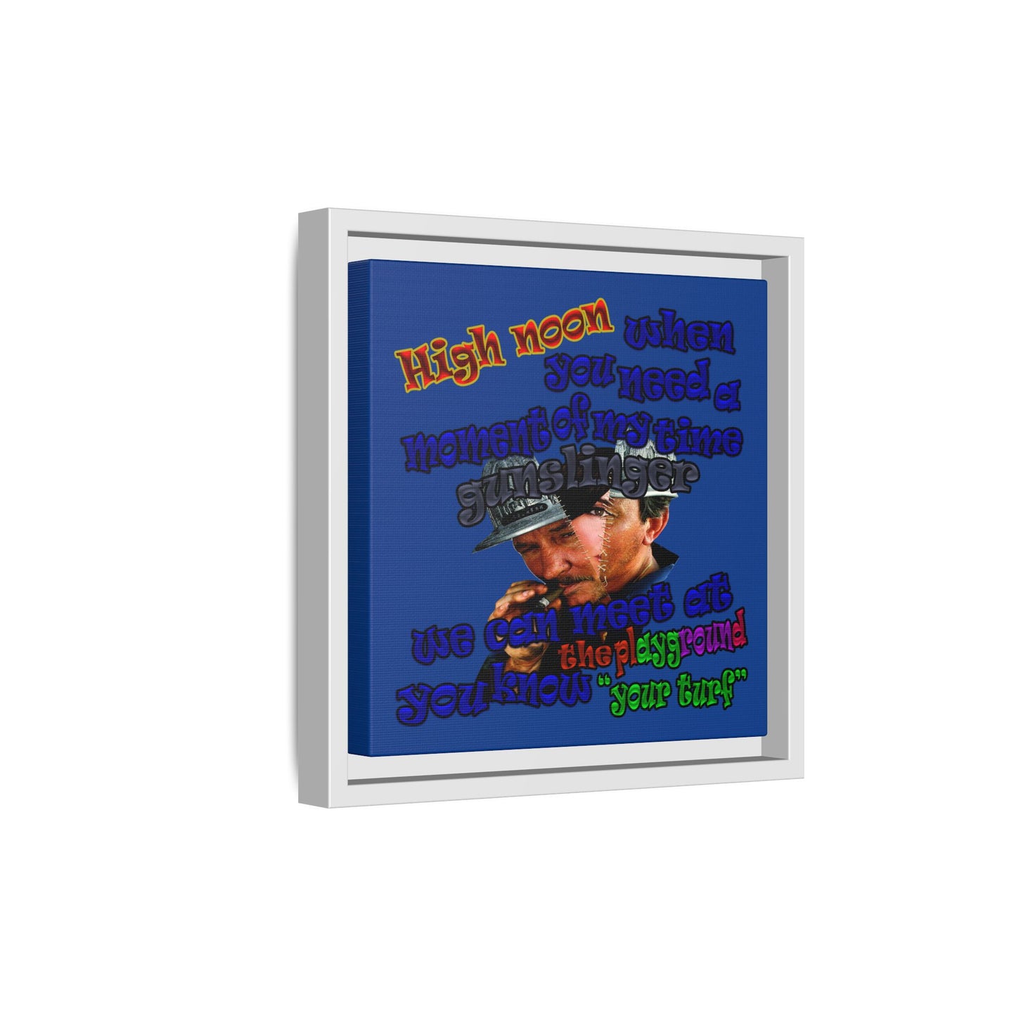 high noon - framed canvas art (dark blue)