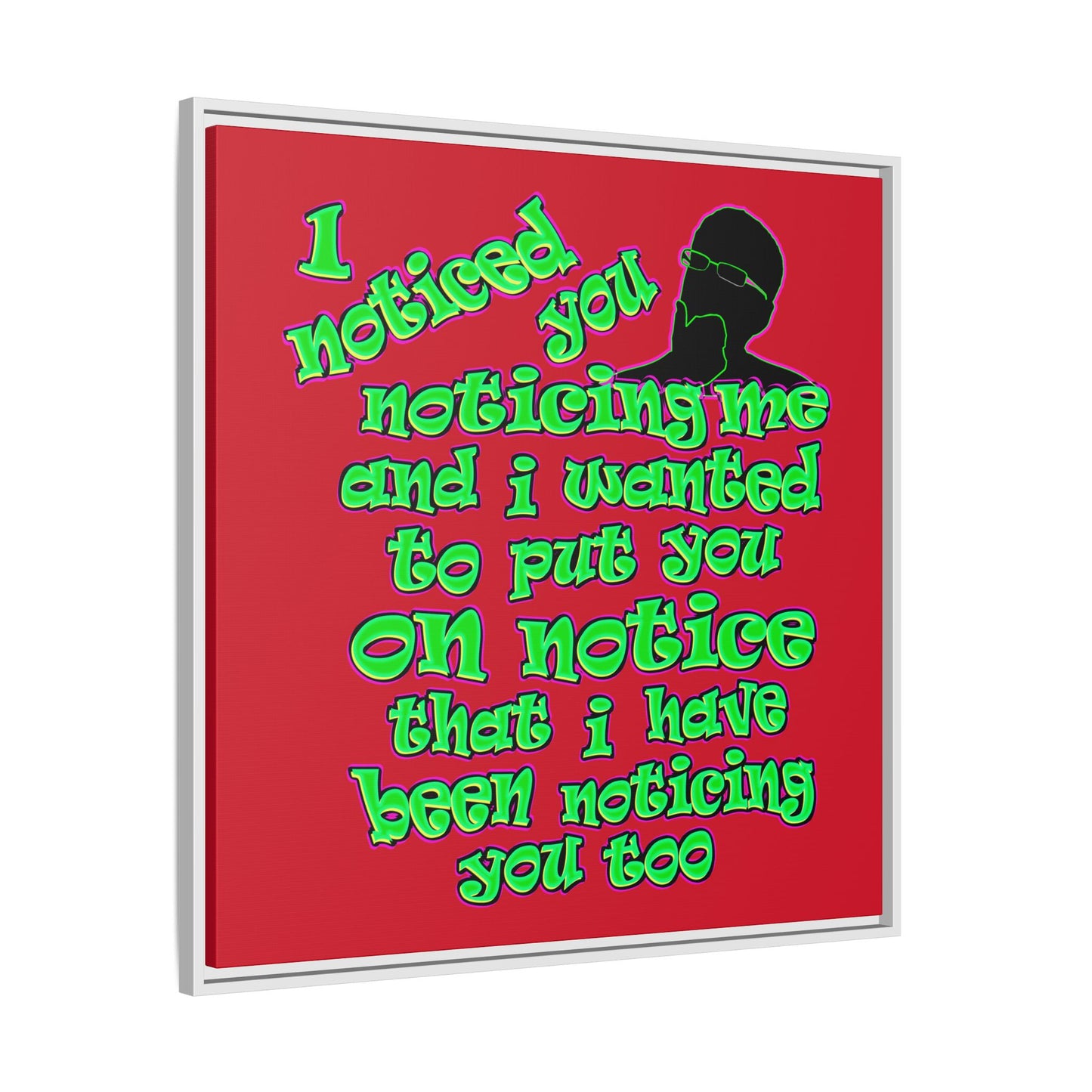 noticed you noticing - framed canvas art (dark red)