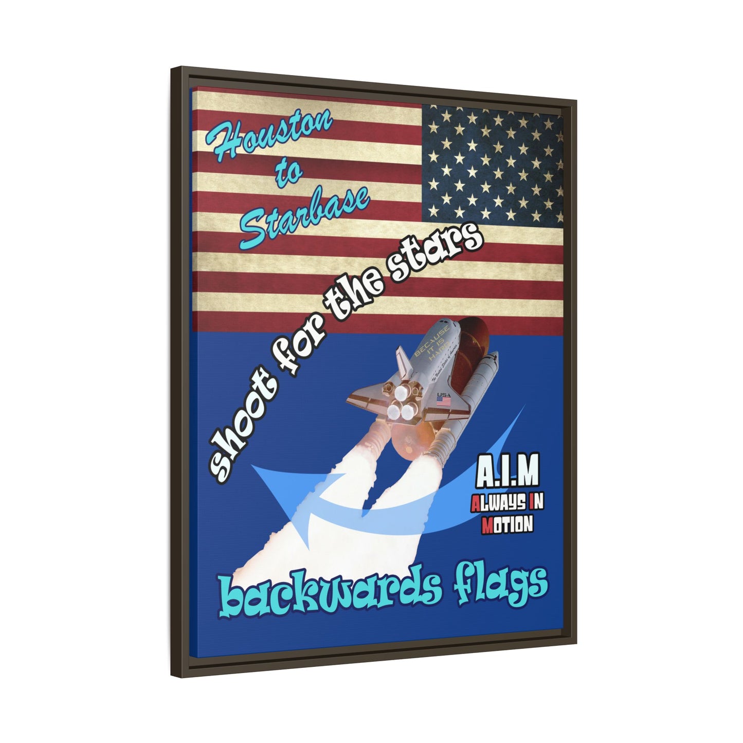 shoot for the stars - framed canvas art (dark blue)
