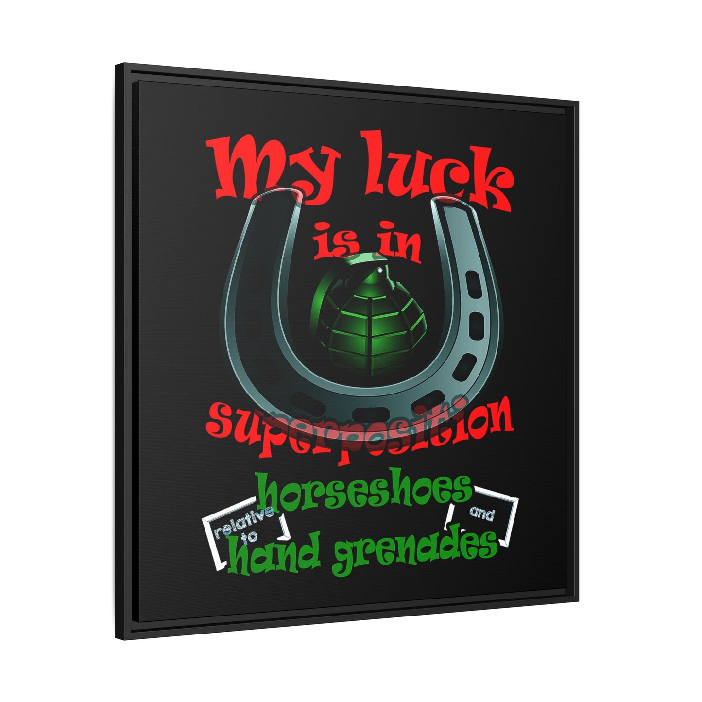 my luck - framed canvas art (black)