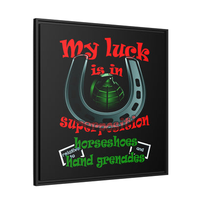 my luck - framed canvas art (black)