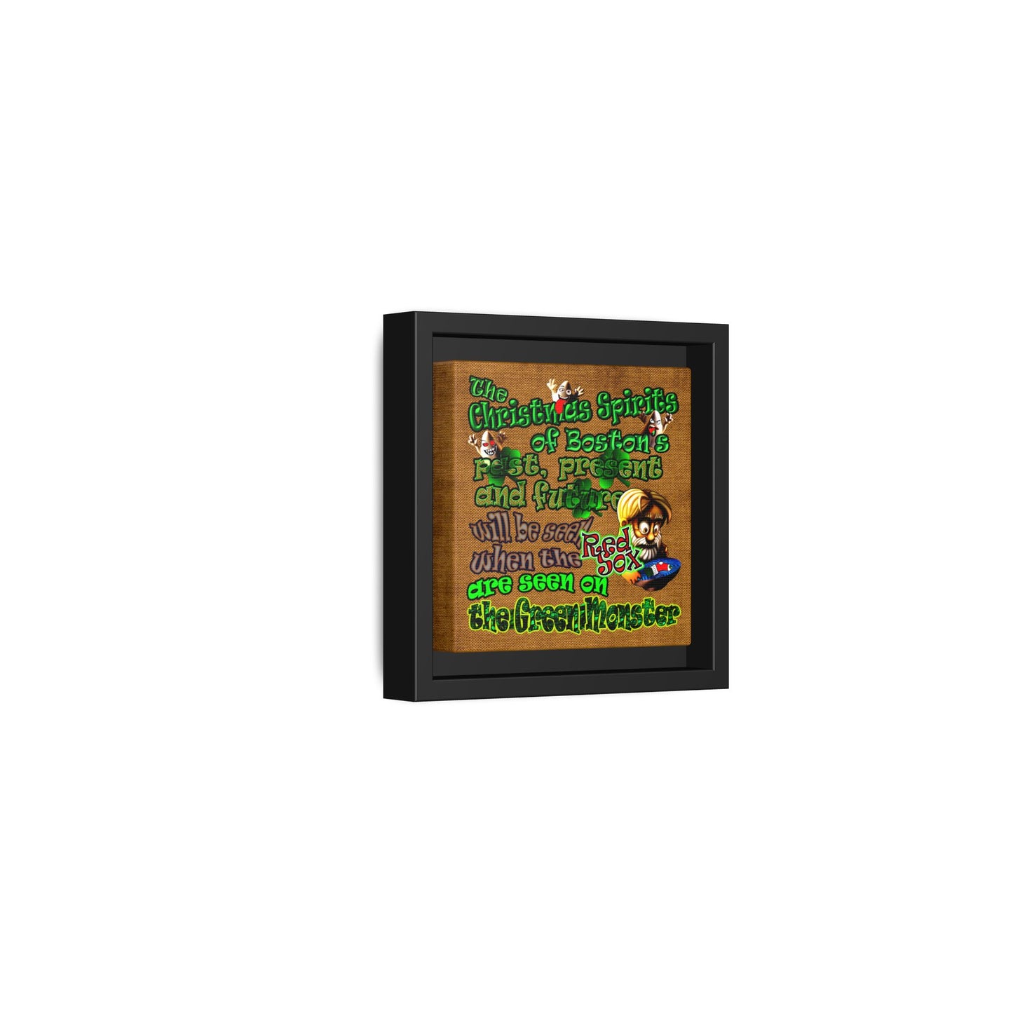 christmas spirits of boston - framed canvas art (brown papyrus)