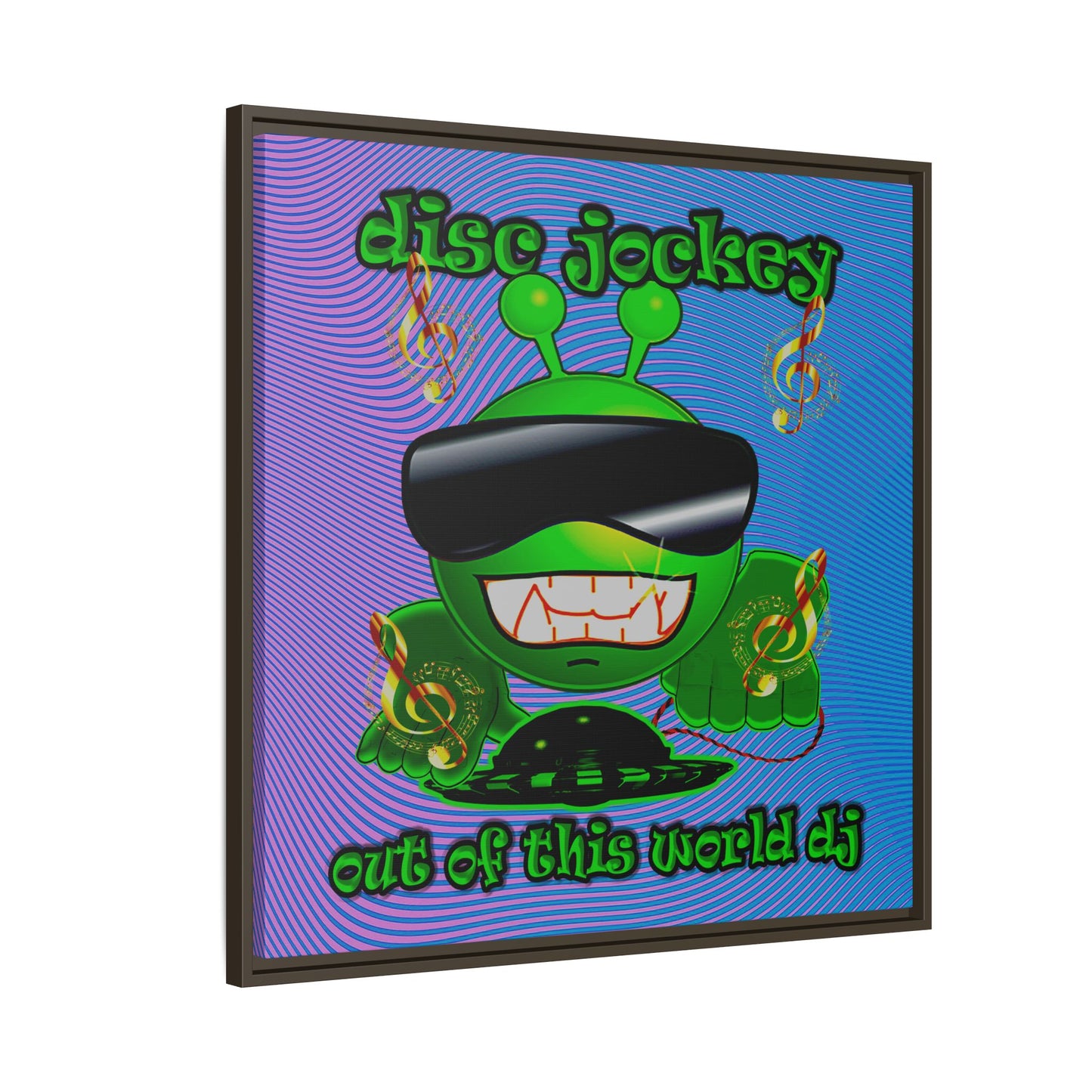disc jockey - framed canvas art (light blue-purple wave)