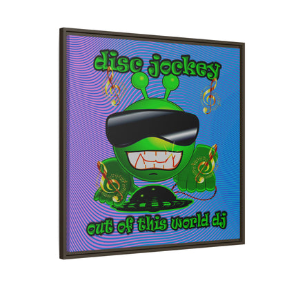 disc jockey - framed canvas art (light blue-purple wave)